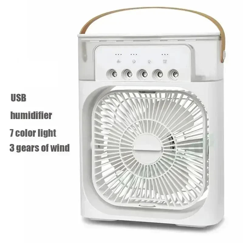 Portable Ice Fan Air Cooler with Water, 3 in 1 Mist Mini Evaporative Cooling Fan with LED for Home Office Bedroom and Desktop