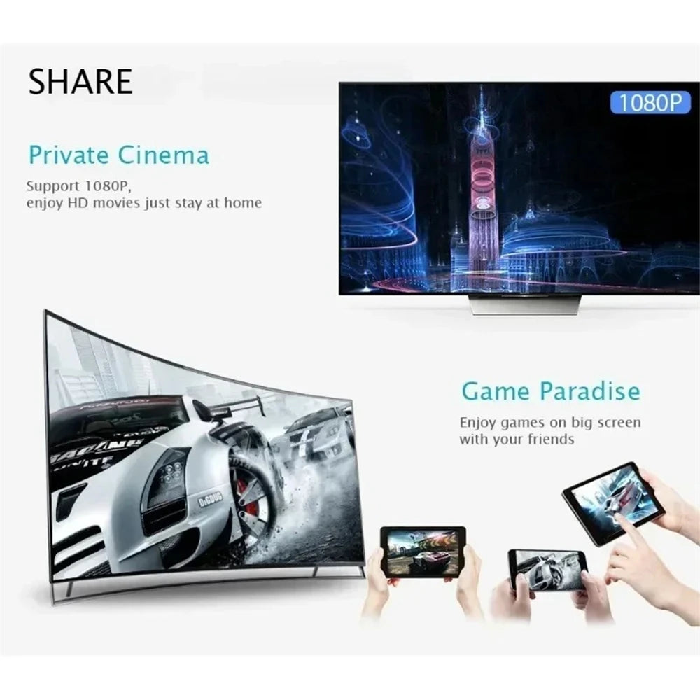 Wireless HDMI Mirroring Multiple Device Mobile Phoneconnected To TV HD 1080P Projection Computer Ipad WIFI Live Screen Projector