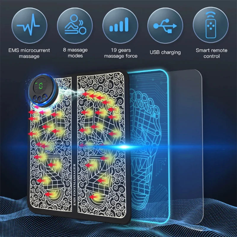 emote EMS Foot Massager Pad Portable Electric Muscle Stimulation Massage Mat Improve Blood Circulation Relief Pain Relax Feet