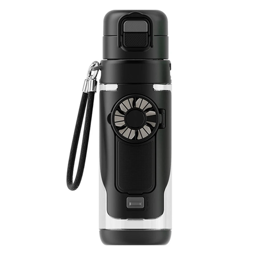 Fan Water Bottle For School Students Portable Cooling Fan Sports Bottle Powerful Usb Rechargeable Outdoor Sports Hiking Cycling
