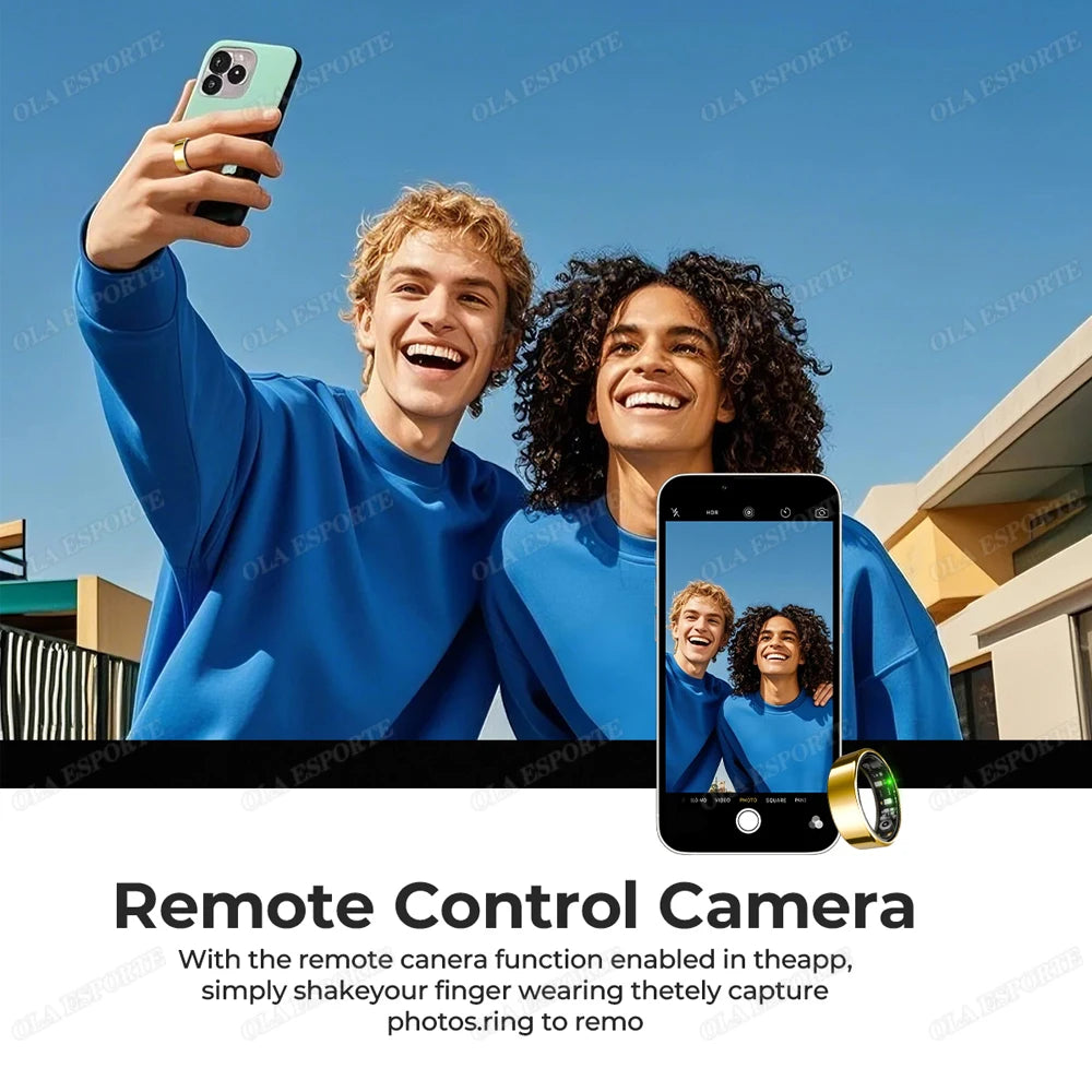 Two people taking a selfie with a smartphone, with a inset showing the smartphone's screen displaying the photo.