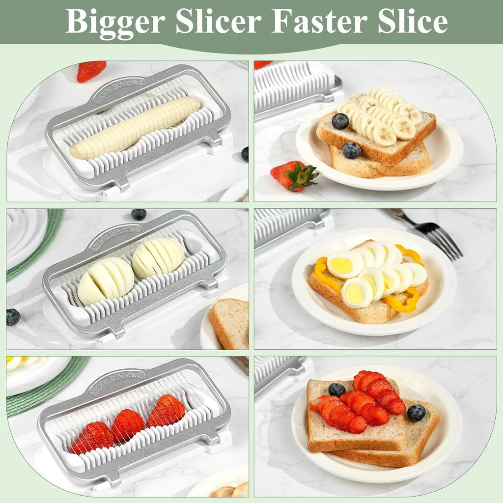 Big Egg Slicer, 2-3 Eggs at Once, Aluminum & Stainless Steel, Dishwasher Safe