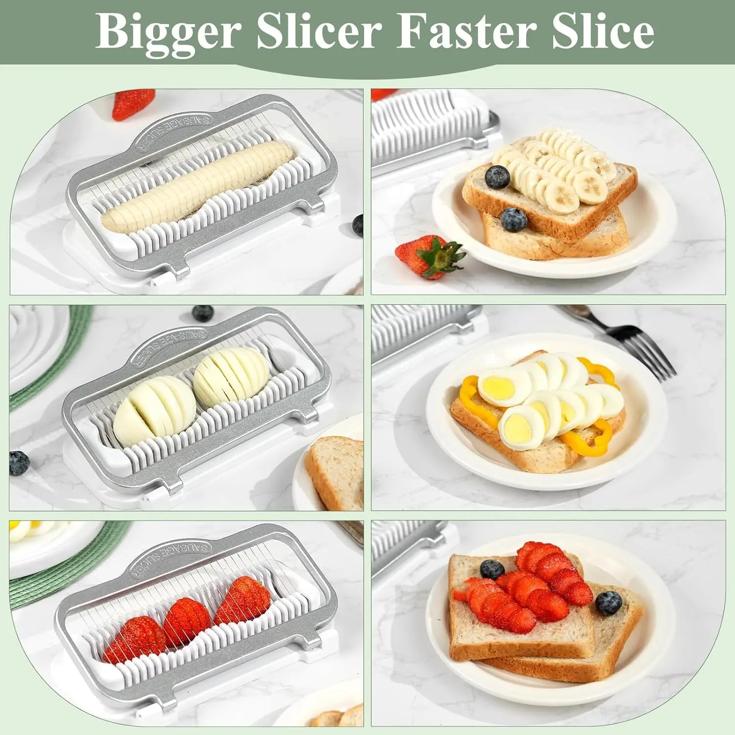 Big Egg Slicer, 2-3 Eggs at Once, Aluminum & Stainless Steel, Dishwasher Safe