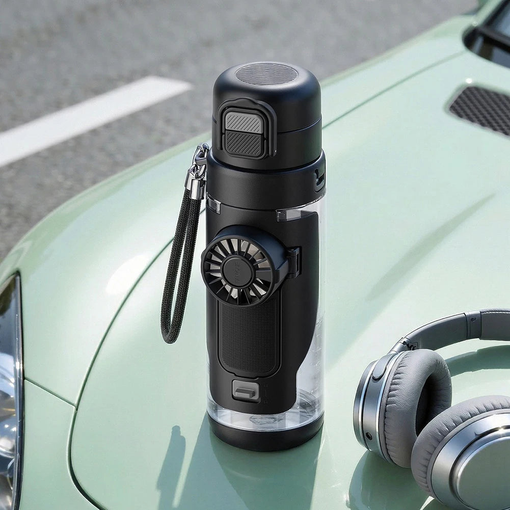 Fan Water Bottle For School Students Portable Cooling Fan Sports Bottle Powerful Usb Rechargeable Outdoor Sports Hiking Cycling