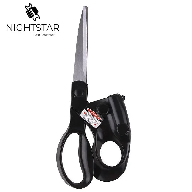 Black scissors with a silver blade on a white background, featuring the Nightstar brand logo.