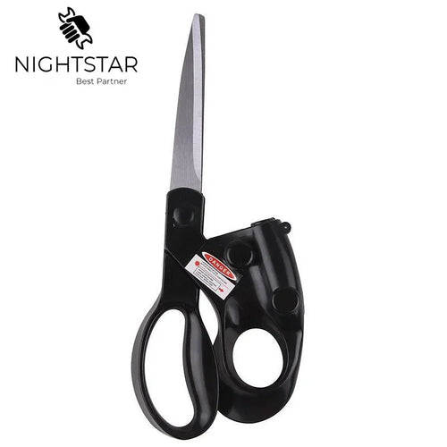 Black scissors with a silver blade on a white background, featuring the Nightstar brand logo.