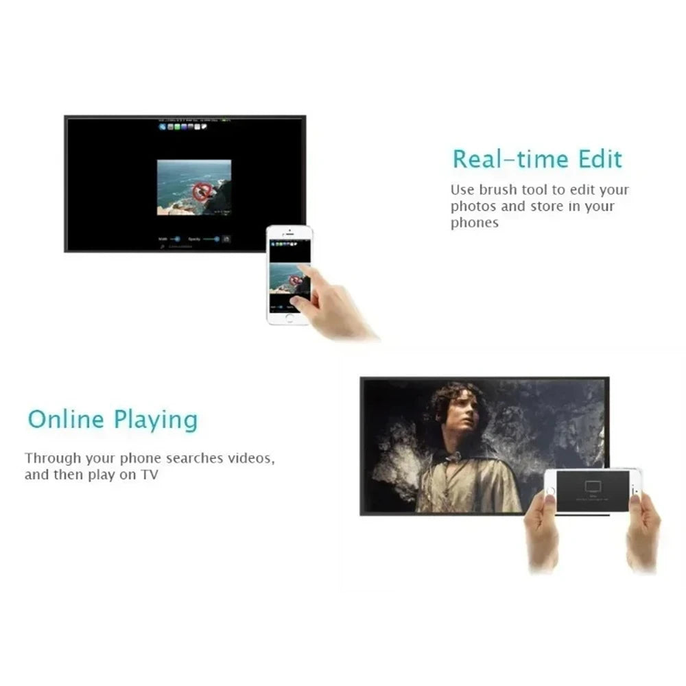Advertisement for a device with screen displaying video content, text about real-time editing and online playing.