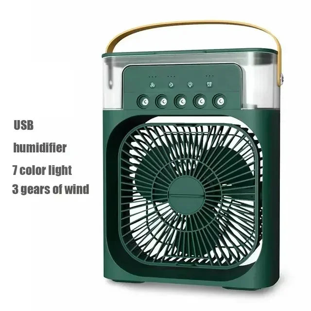 Portable Ice Fan Air Cooler with Water, 3 in 1 Mist Mini Evaporative Cooling Fan with LED for Home Office Bedroom and Desktop