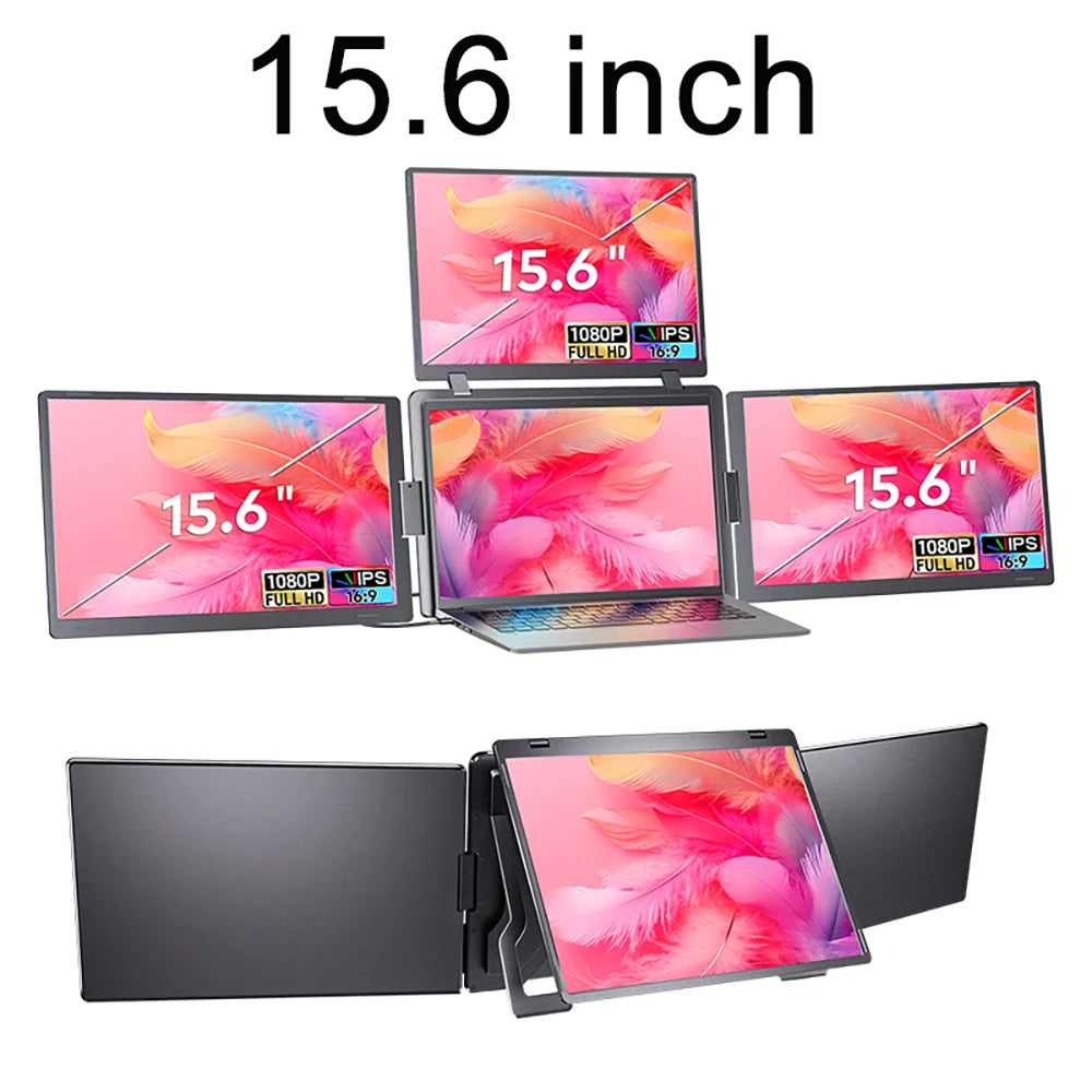 Triple Screen LCD Monitor for Laptop Portable FHD 