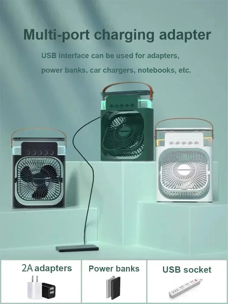 Multi-port charging adapter with USB interface on a light blue background