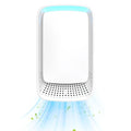 Portable air purifier with LED light on a white background