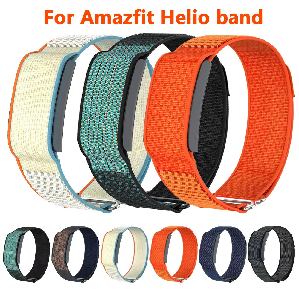 Set of colorful watch bands for Amazfit Helio on a white background