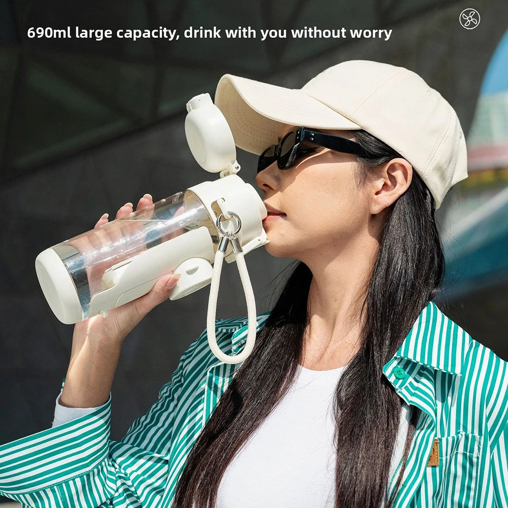 Fan Water Bottle For School Students Portable Cooling Fan Sports Bottle Powerful Usb Rechargeable Outdoor Sports Hiking Cycling