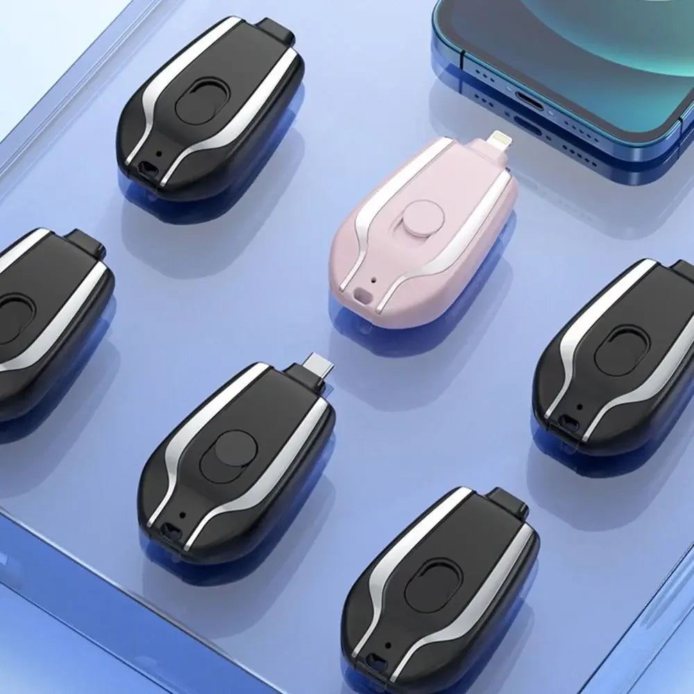 Set of small electronic devices on a reflective surface